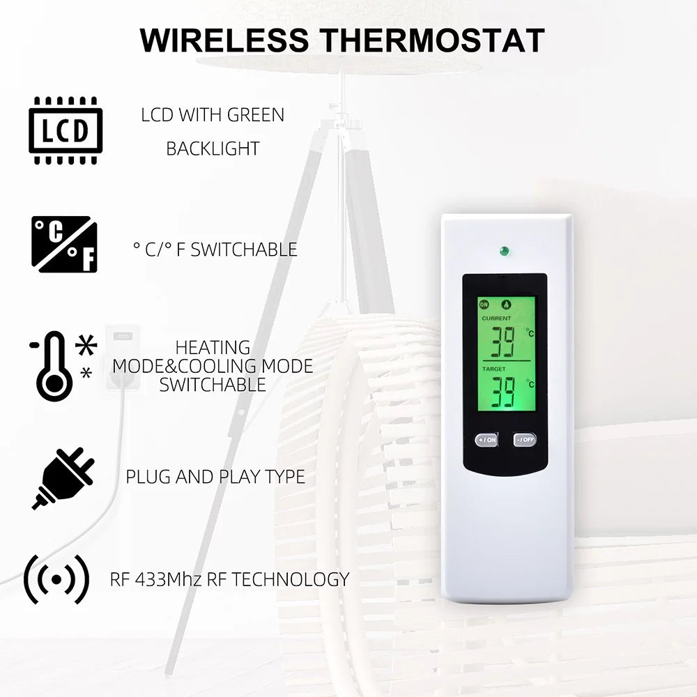 Shinysix Wireless Thermostat Controller and Socket Set for Household Heating Cooling Modes