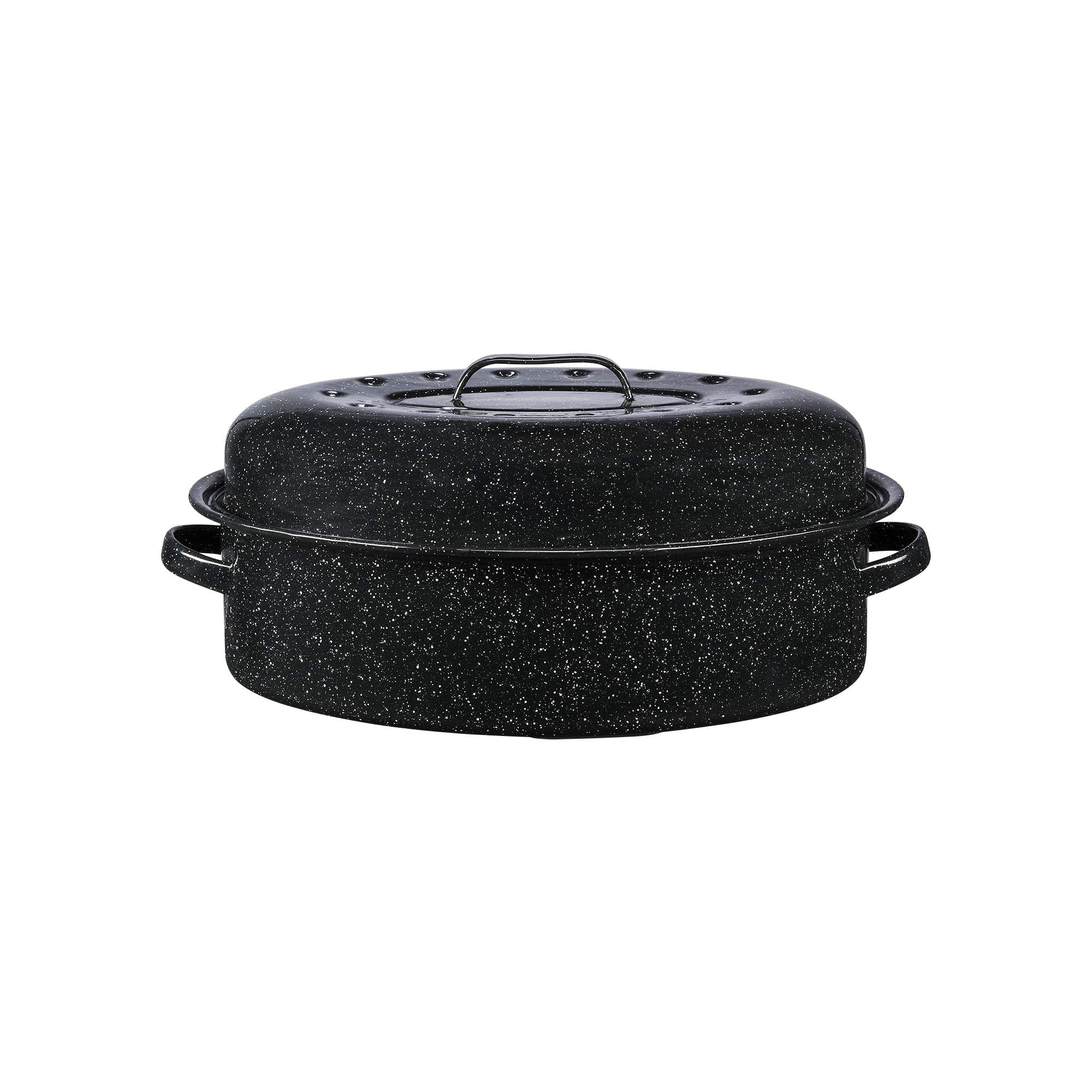Granite Ware 18-Inch Covered Oval Roaster, Black