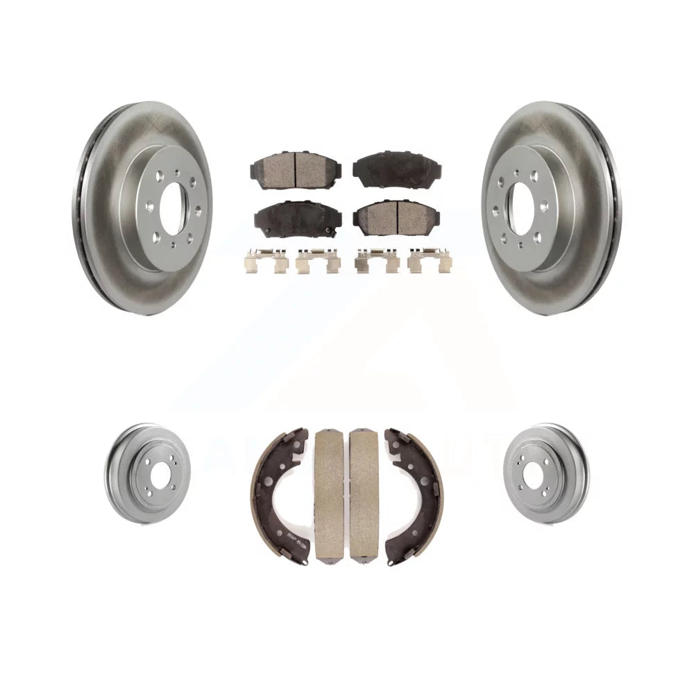 Transit Auto - Front Rear Coated Disc Brake Rotors Ceramic Pads And Drum Kit For Honda Civic KGT-102528
