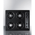 24 wide open burner gas cooktop in black with spark ignition