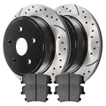 AutoShack Rear Drilled Slotted Brake Rotors Black and Performance Ceramic Pads Kit Driver and Passenger SIde Replacement for Chrysler 300 2015-2018 Dodge Charger 2015-2020 Challenger AWD RWD BRKPK575