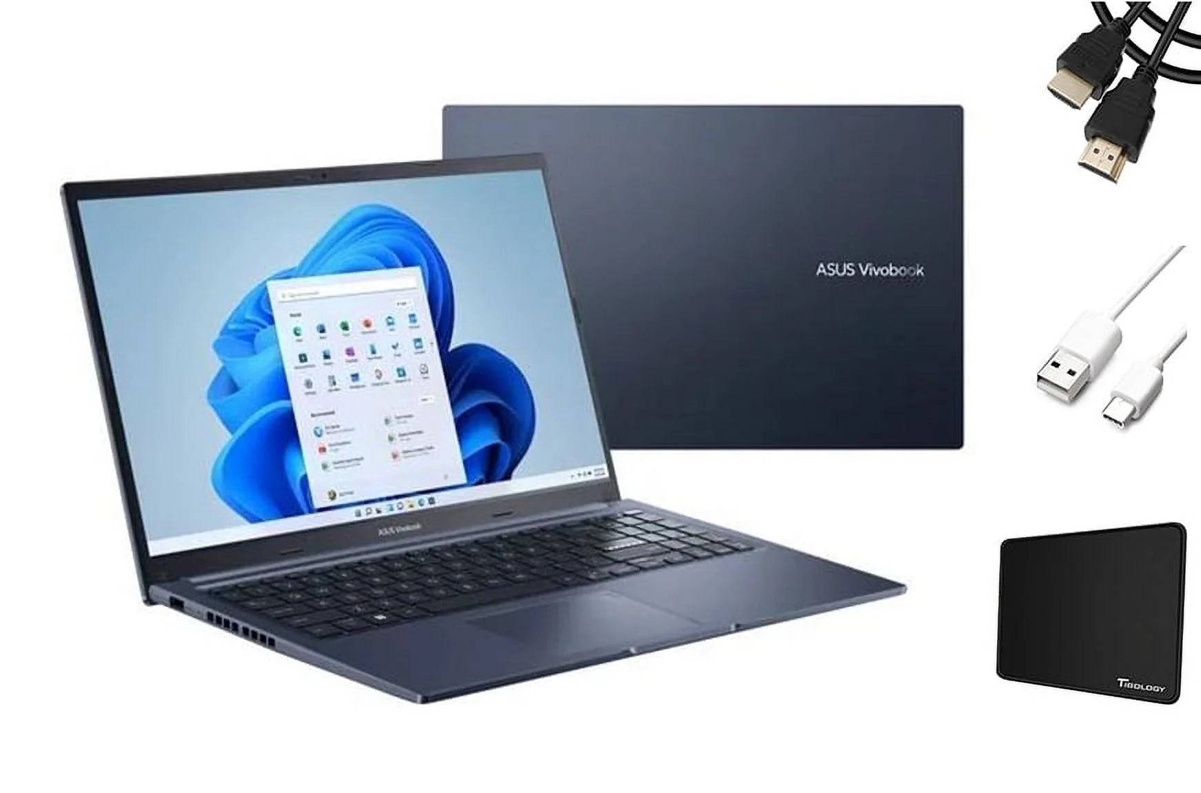 ASUS Vivobook Laptop, 15.6¡± FHD Touchscreen Laptop, Intel Core i7-1255U, 16GB RAM, 1TB M.2 PCIe SSD, Backlit Keyboard, Bluetooth 5, Wi-Fi 6, Windows 11 Home, Quiet Blue + Tigology Accessories