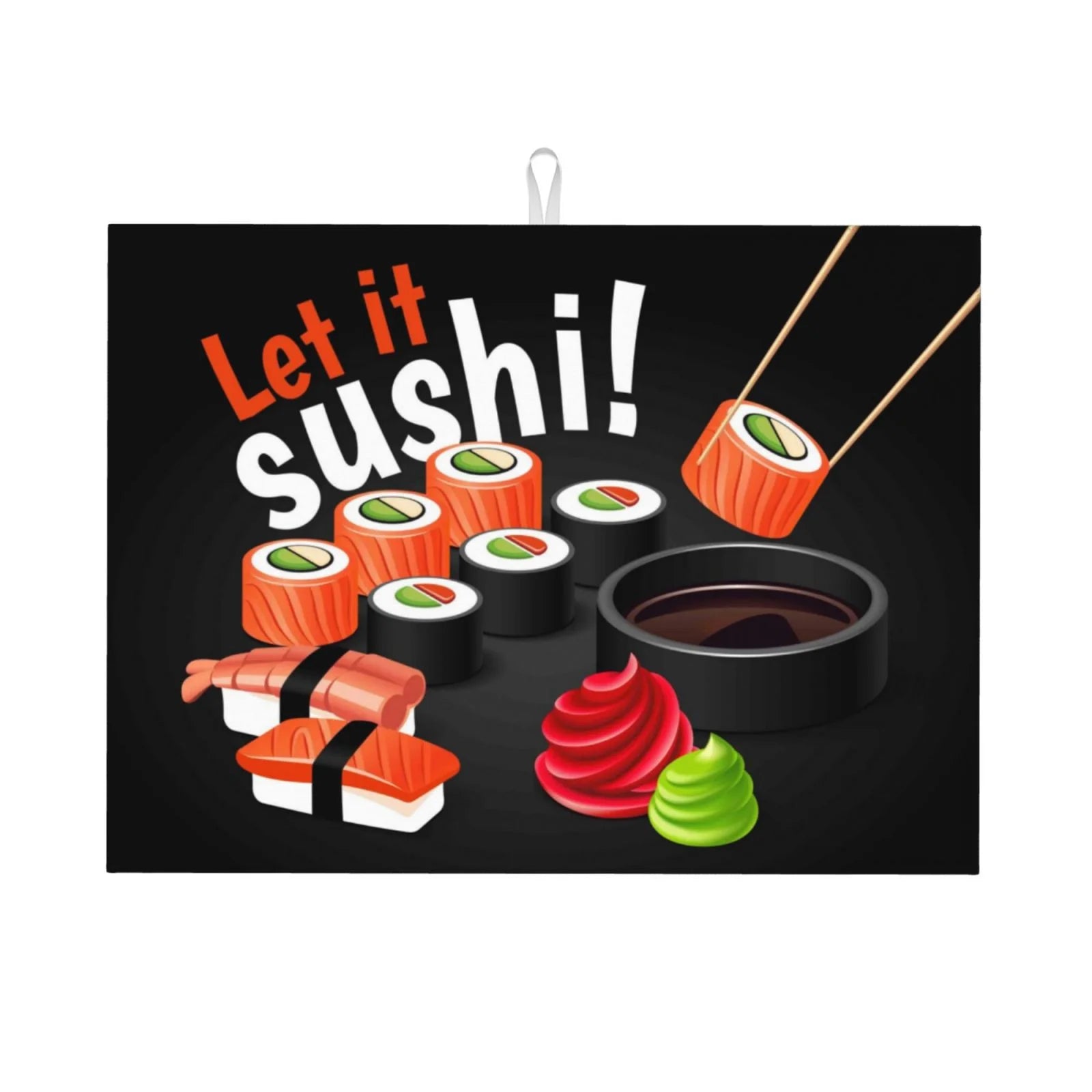 Ocsxa Sushi (2) Dish Drying Mat For Kitchen Counter, Coffee Bar, Coffee Station Accessories, Absorbent Coffee Mat Kitchen Drying Mat Easy Clean,18x24 Inch