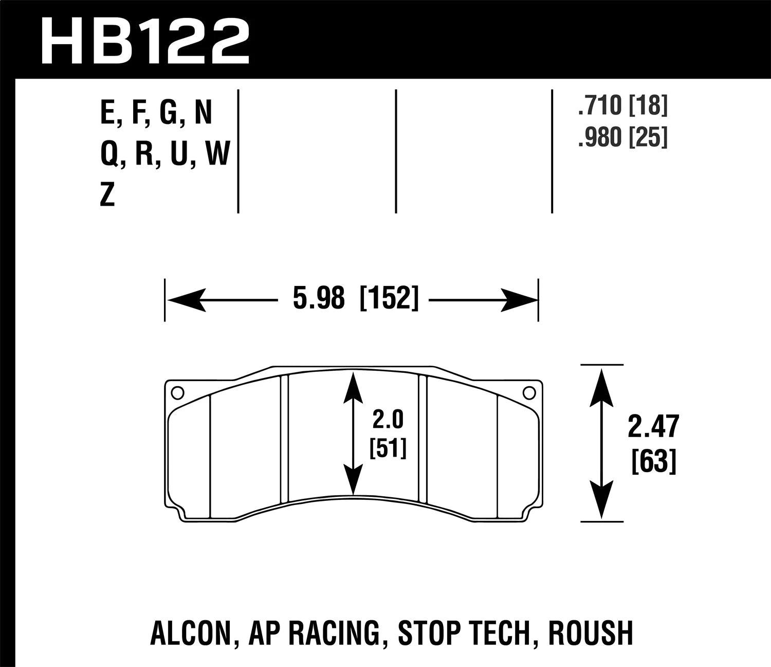 Hawk StopTech ST-60 Caliper HPS Street Brake Pads Fits select: 2007 FORD MUSTANG GT