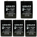 5x Pack - Compatible Power Star Batteries GB640 Battery - Replacement UB645 Universal Sealed Lead Acid Battery (6V, 4.5Ah, 4500mAh, F1 Terminal, AGM, SLA) - Includes 10 F1 to F2 Terminal Adapters