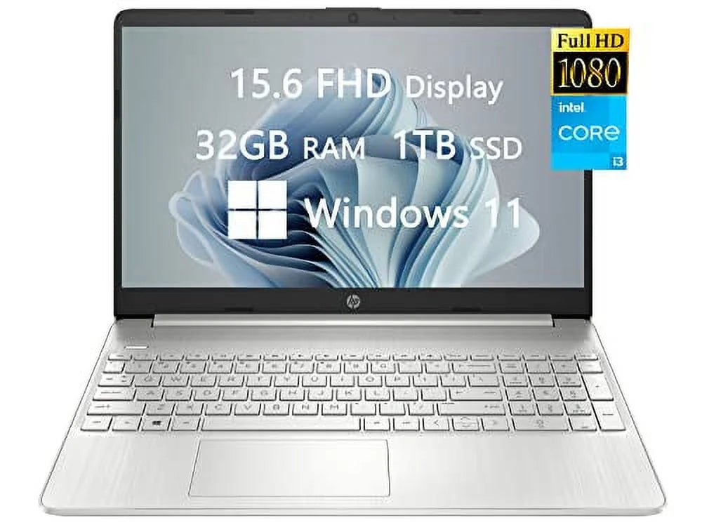 2022 Newest Upgraded HP Laptops for College Student & Business, 15.6 inch FHD, 11th Gen Intel Core i3-1115G4 32GB DDR4 RAM, 1TB PCIe SSD, Wi-Fi, Bluetooth, Windows 11 Silver ROKC MP (15-dw3033dx)