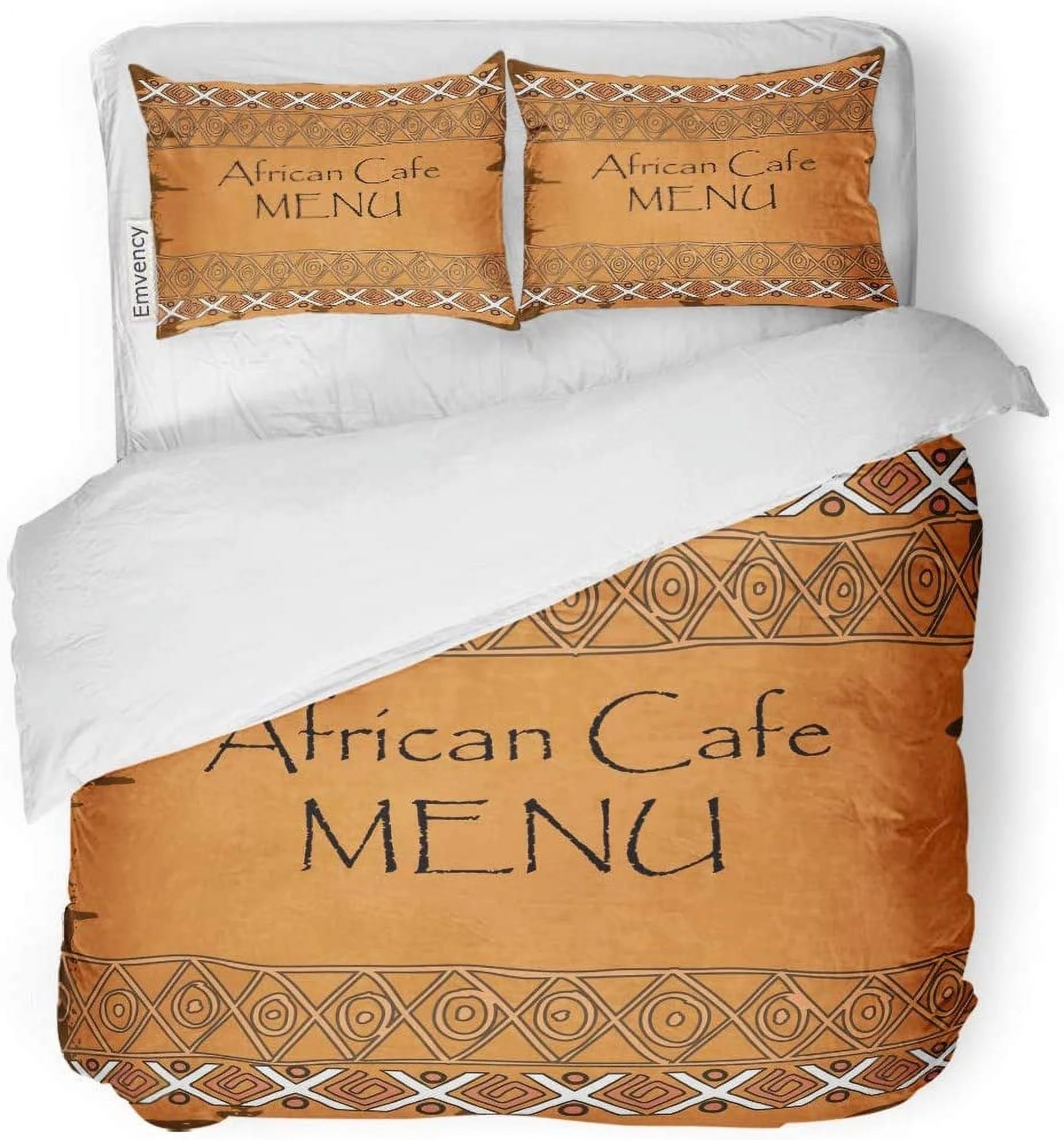 KXMDXA 3 Piece Bedding Set for Restaurant Cafe Bar Coffeehouse Pattern Latin American Antique Twin Size Duvet Cover with 2 Pillowcase for Home Bedding Room Decoration