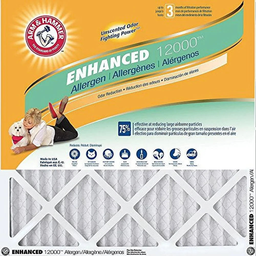 12x12x1 Arm & Hammer Enhanced Allergen Air Filter & Furnace Filter (MERV 8) (4-Pack)