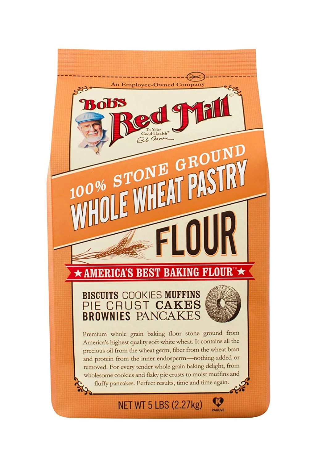 Bob's Red Mill Whole Wheat Pastry Flour 5 lbs Pack of 4