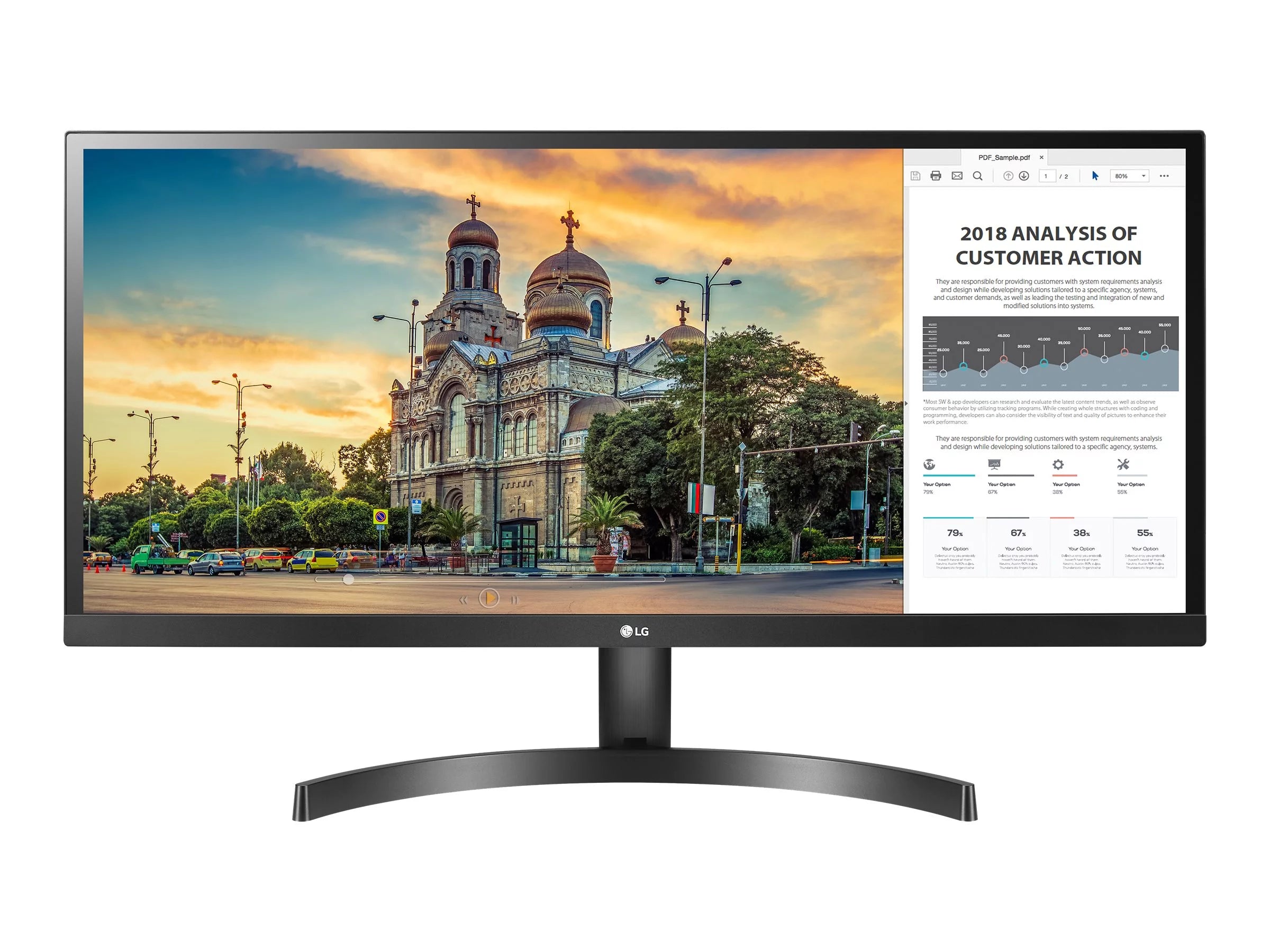 LG 29WL500-B - LED monitor - 29 - 2560 x 1080 WFHD @ 75 Hz - IPS - 250 cd/m?????? - 1000:1 - HDR10 - 5 ms - 2xHDMI