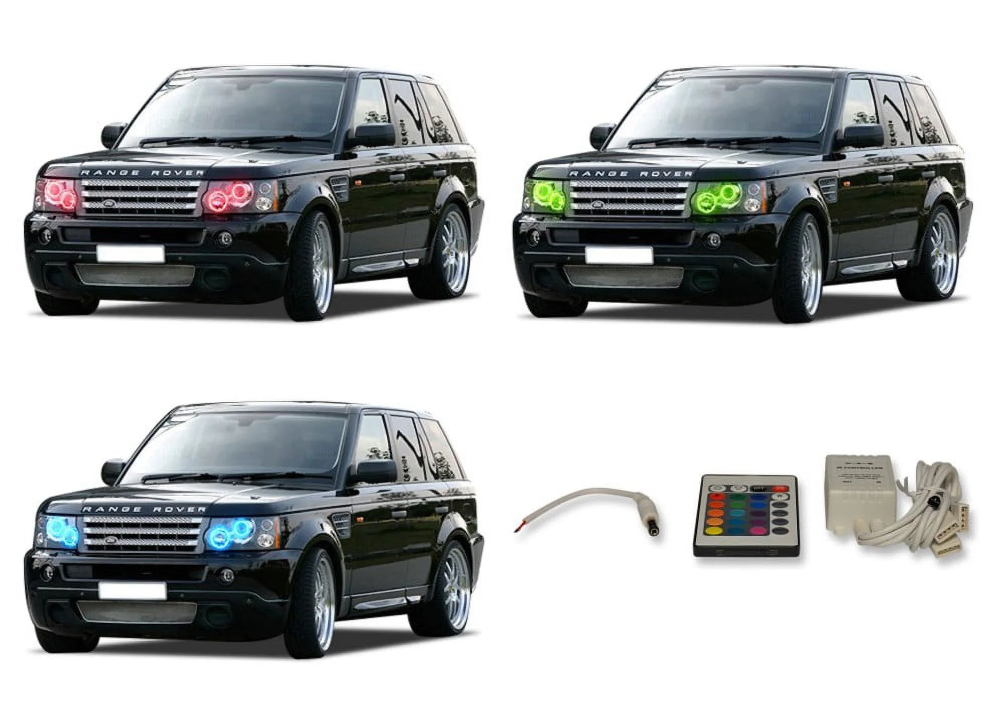Flashtech LED RGB Multi Color Halo Ring Headlight Kit for Land Rover Range Rover 06-10 with V.3 Fusion Color Change IR Remote