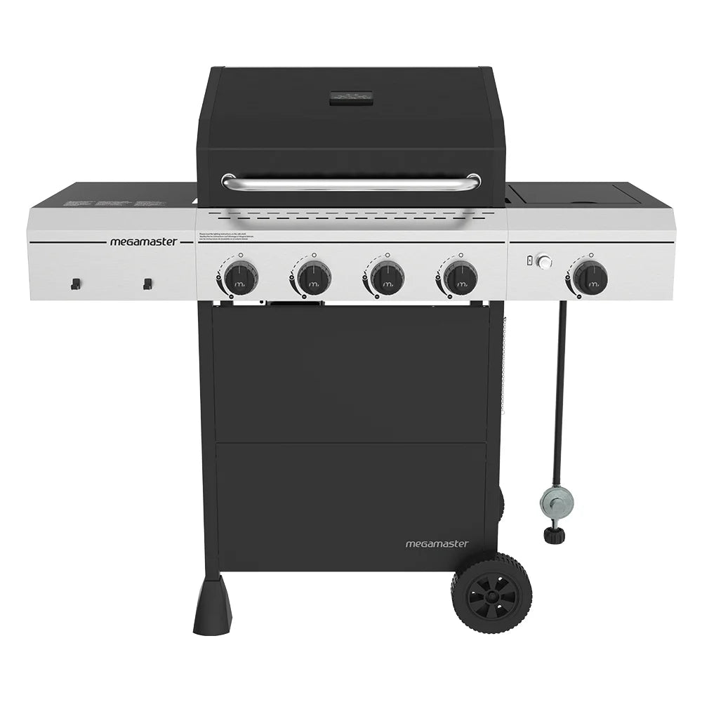 Megamaster 4-Burner Propane Gas Grill with Side Burner & Grill Cover