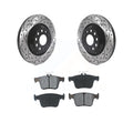 Transit Auto - Rear Coated Drilled Slotted Disc Brake Rotors And Semi-Metallic Pads Kit For Volkswagen Atlas Audi Golf R S3 Q3 A3 Arteon TTS Quattro Cross Sport KDS-100590