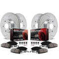 Power Stop Front and Rear Ceramic Brake Pad and Drilled and Slotted Rotor Kit K6320 Fits 2012 Honda Civic