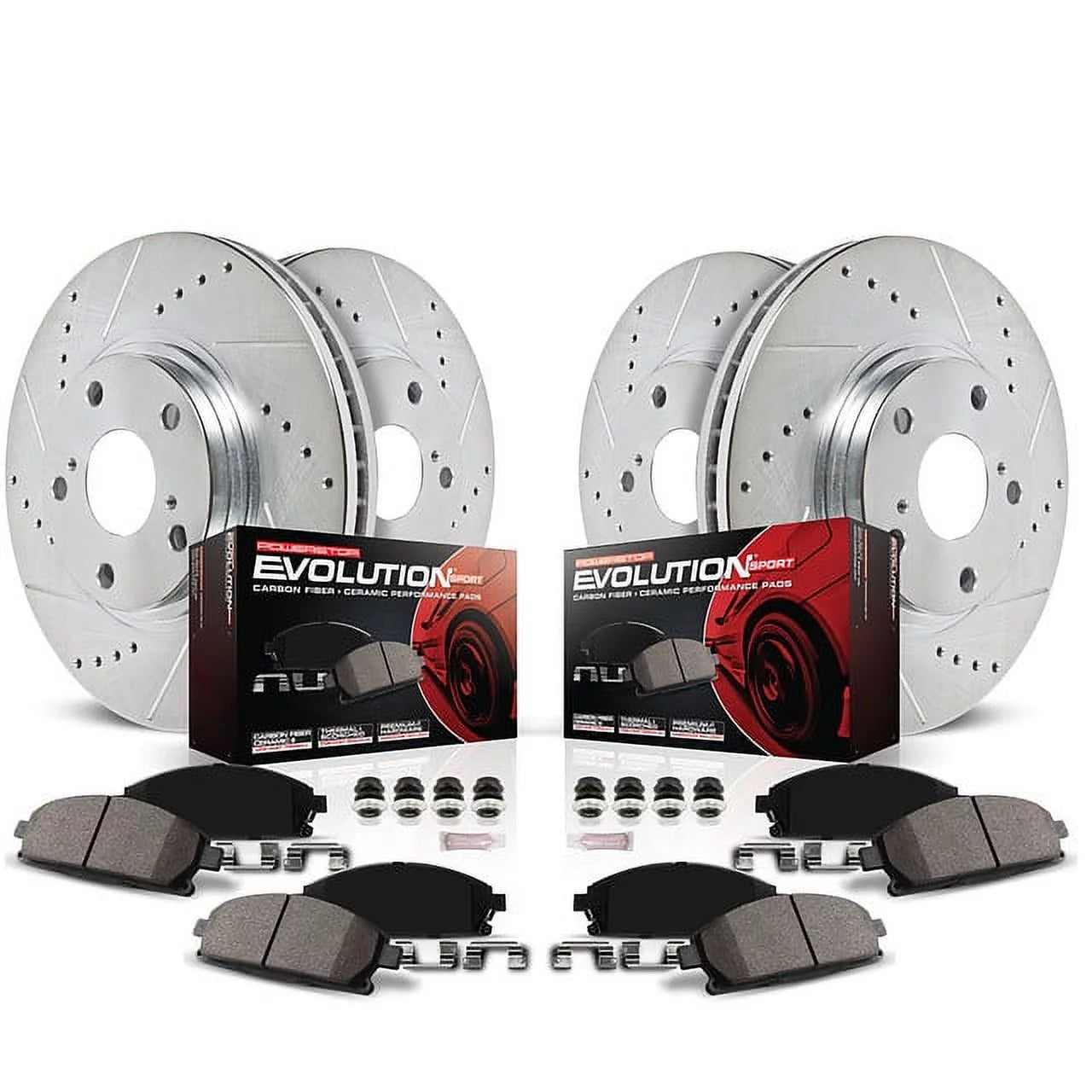 Power Stop Front and Rear Ceramic Brake Pad and Drilled and Slotted Rotor Kit K6320 Fits 2012 Honda Civic