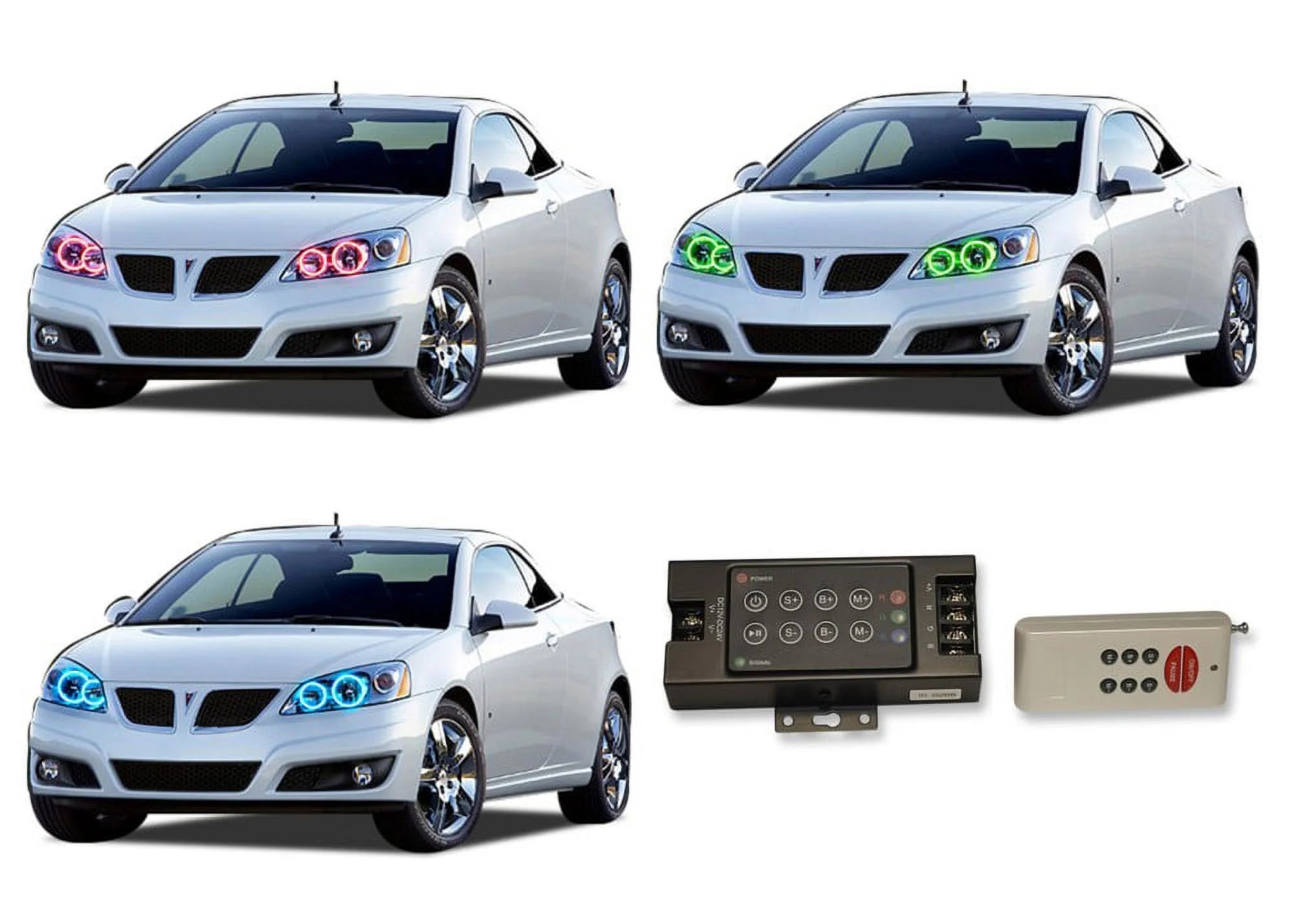 Flashtech LED RGB Multi Color Halo Ring Headlight Kit for Pontiac G6 05-10 with V.3 Fusion Color Change RF Remote