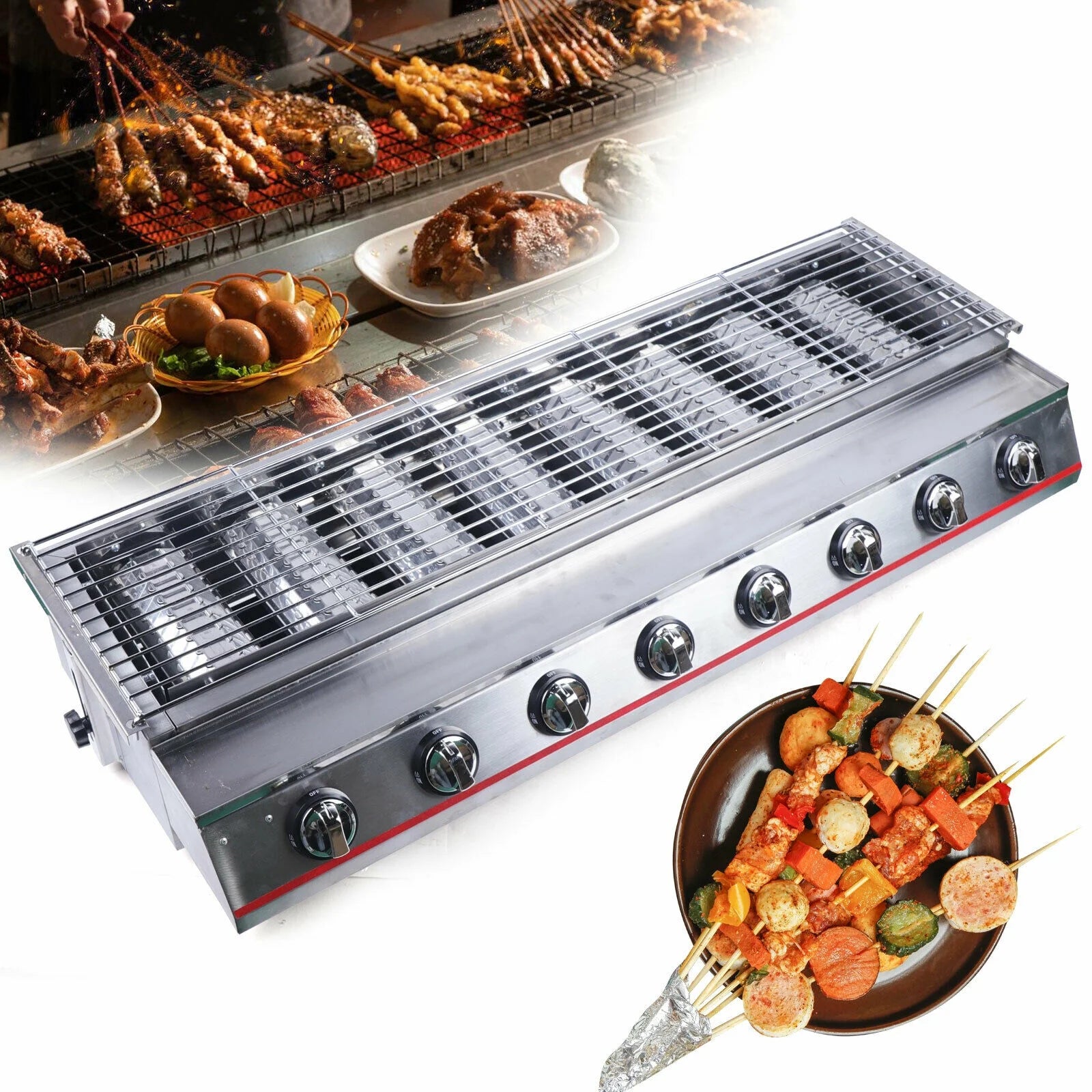 DENEST 8 Burners LPG Gas BBQ Outdoor Cooker Stainless