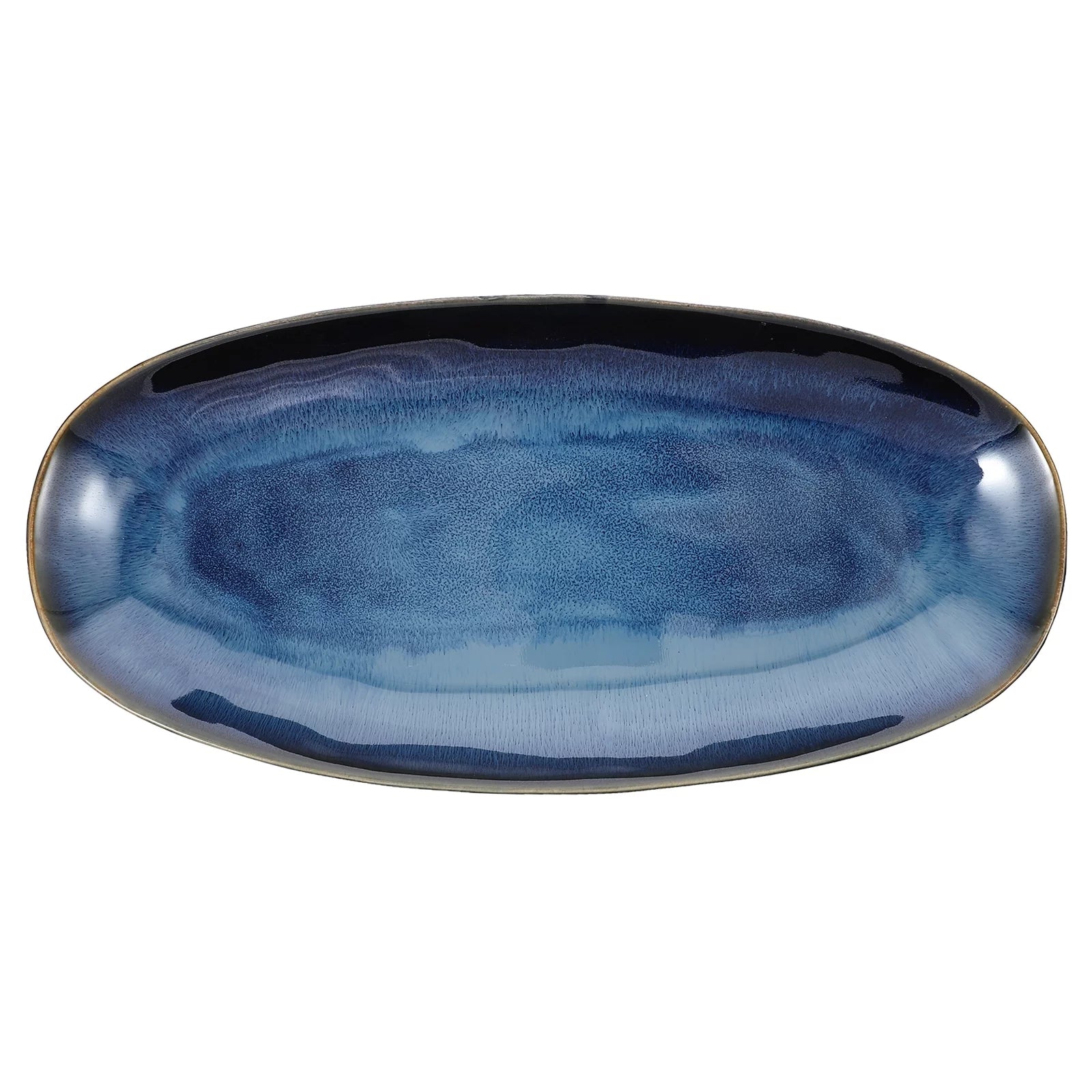 Ceramic Sushi Plate Fish Fruit Dish Food Tray Food Serving Plate Snack Plate for Home Restaurant Hotel (Blue Large Sizes)