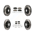 Transit Auto - Front Rear Coated Drilled Slotted Disc Brake Rotors And Ceramic Pads Kit For Honda Civic Acura ILX KDC-100418