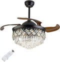 TFCFL 42 3-Speed Ceiling Fan Crystal K9 Light with Remote Classic Elegant Chandelier, Pendant Light Source, 3-Speed Silent Motor Classic Vintage Fan Ceiling Light