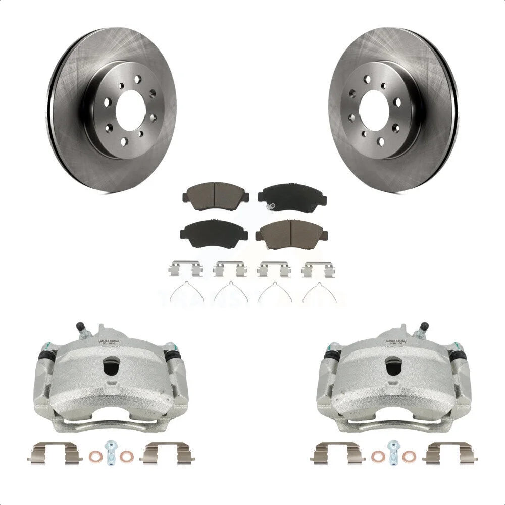 Transit Auto Front Disc Brake Caliper Rotors And Ceramic Pads Kit For 2004-2005 Honda Civic Si with 1.7L With 4 Lug Wheels KC8-100118C