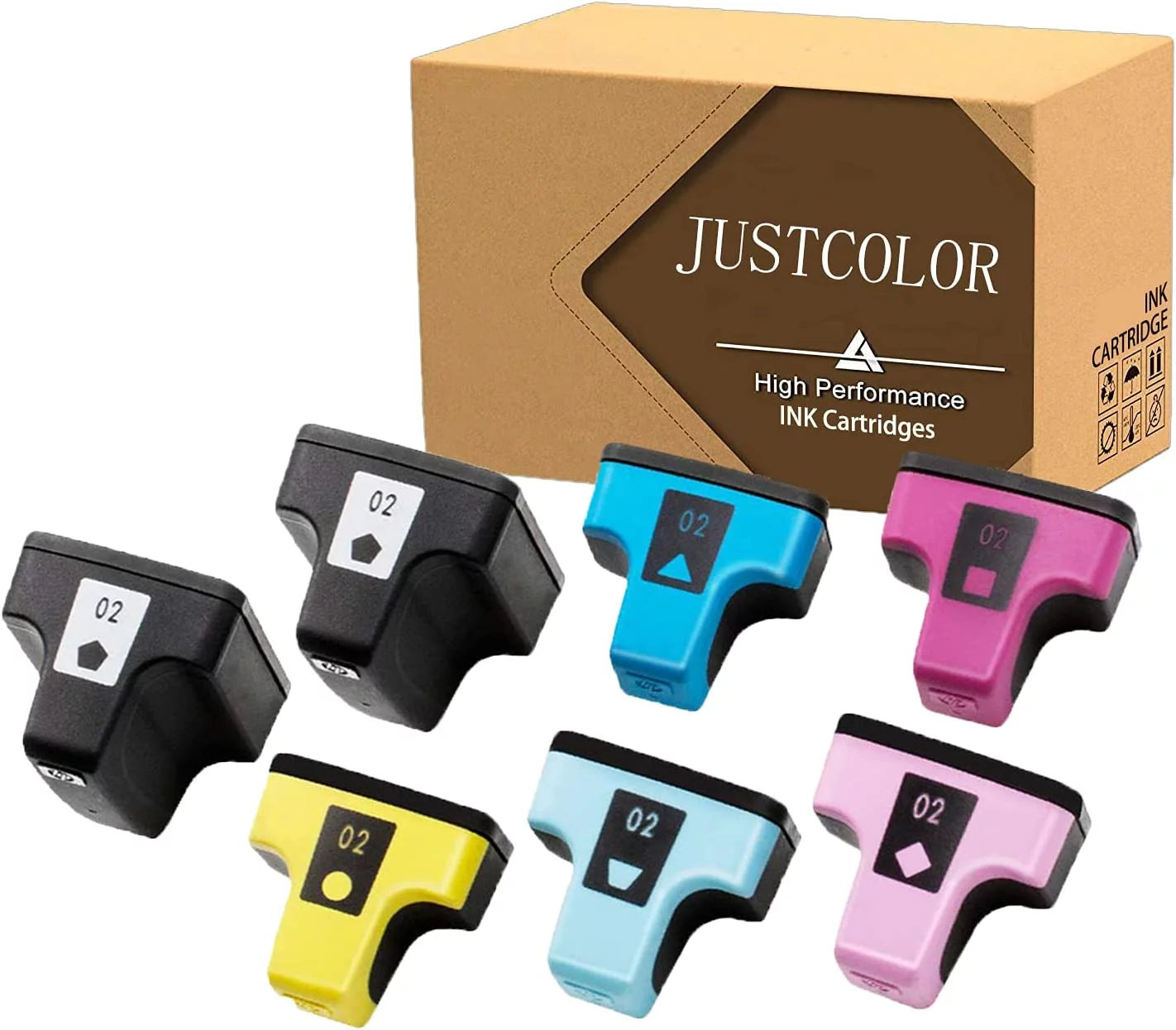 Compatible Ink Cartridge Replacement for HP 02 use with Photosmart D7155 D7160 D7245 D7255 D7363 D7460 3210