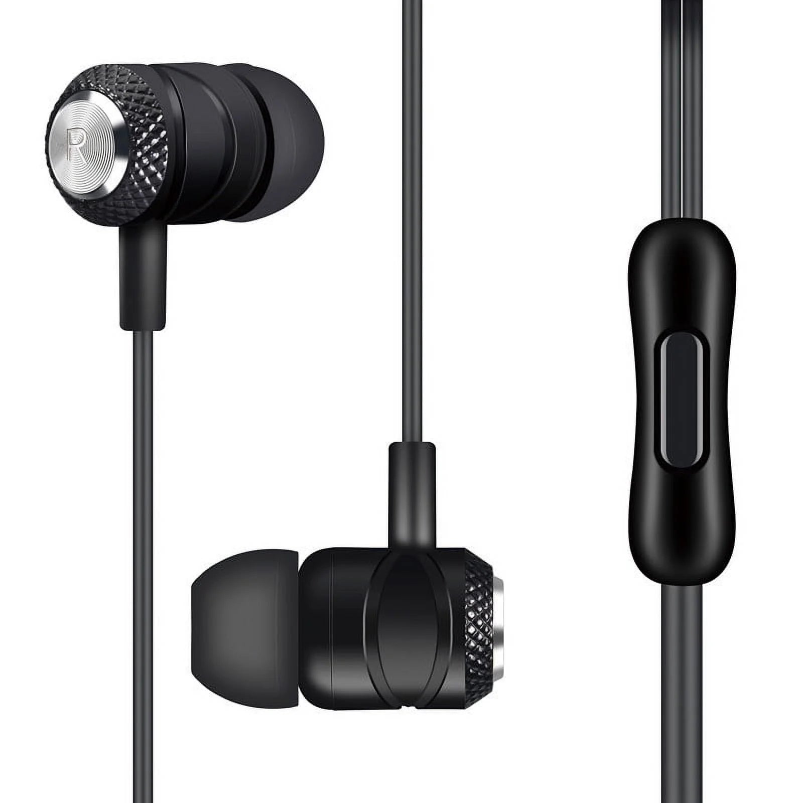 Black Earbuds Headphones with Microphone , Noise Isolating Wired Earbuds, Earphones with Powerful Heavy Bass Stereo,Very suitable for need all kinds of music and dynamic game of in-ear headphones