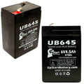 2x Pack - Compatible Power Star Batteries GB640 Battery - Replacement UB645 Universal Sealed Lead Acid Battery (6V, 4.5Ah, 4500mAh, F1 Terminal, AGM, SLA) - Includes 4 F1 to F2 Terminal Adapters