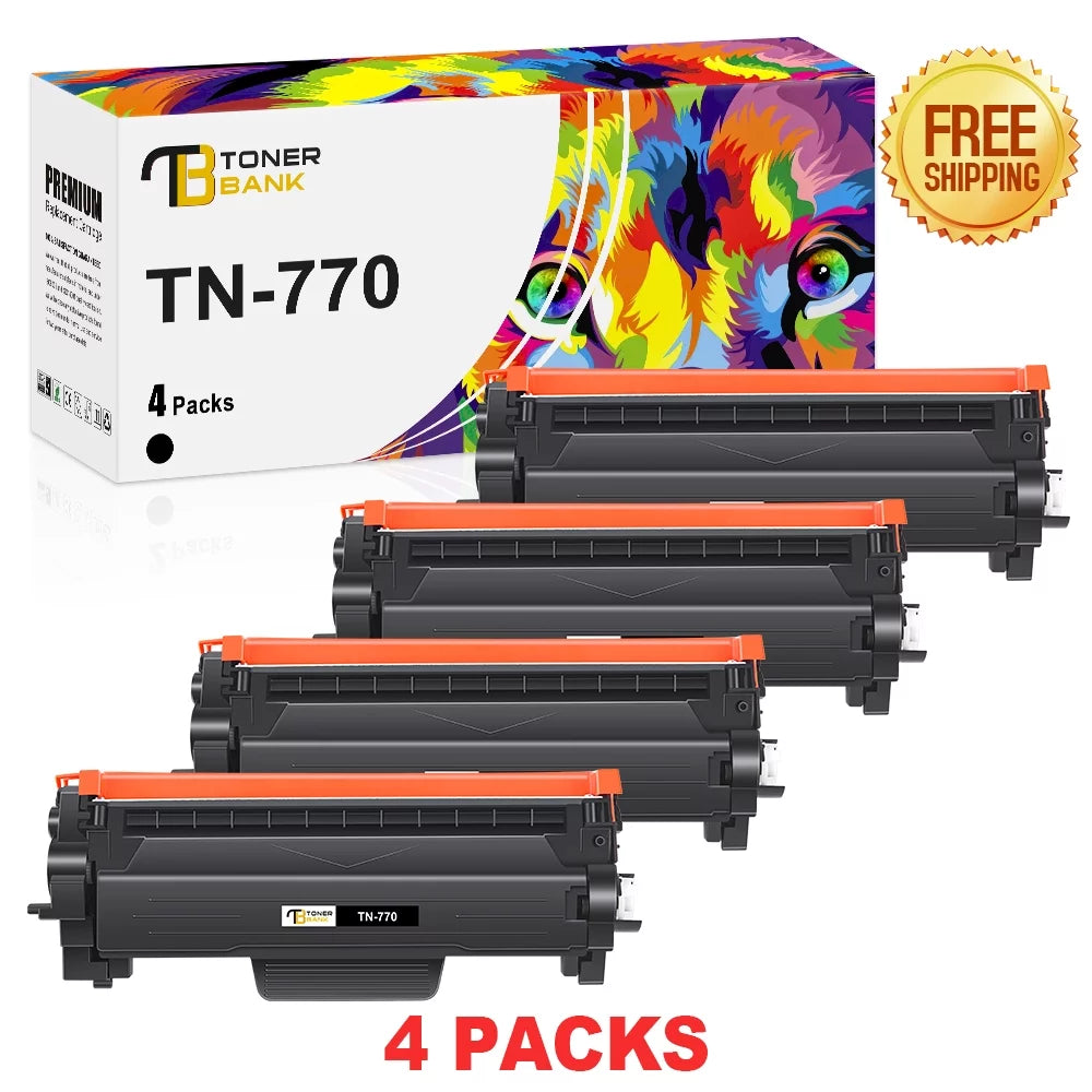 Toner Bank 4-Pack Compatible Toner Cartridge for Brother TN-770 TN770 MFC-L2750DW L2750DWXL Printer (Black)