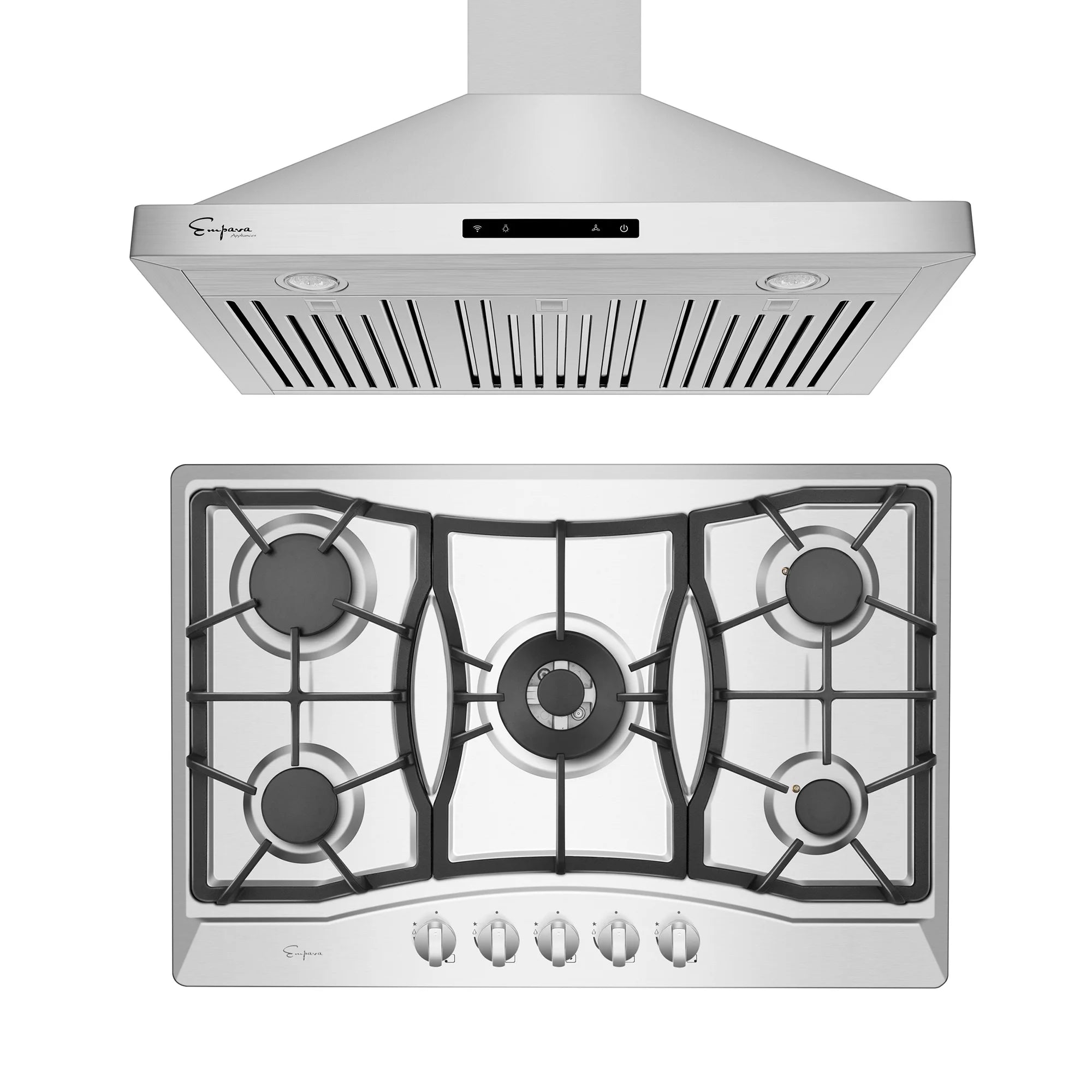 Empava 2 Piece Kitchen Appliances Packages Including 30 Gas Cooktop and 30 Wall Mount Range Hood EMPV-30GC21-30RH03