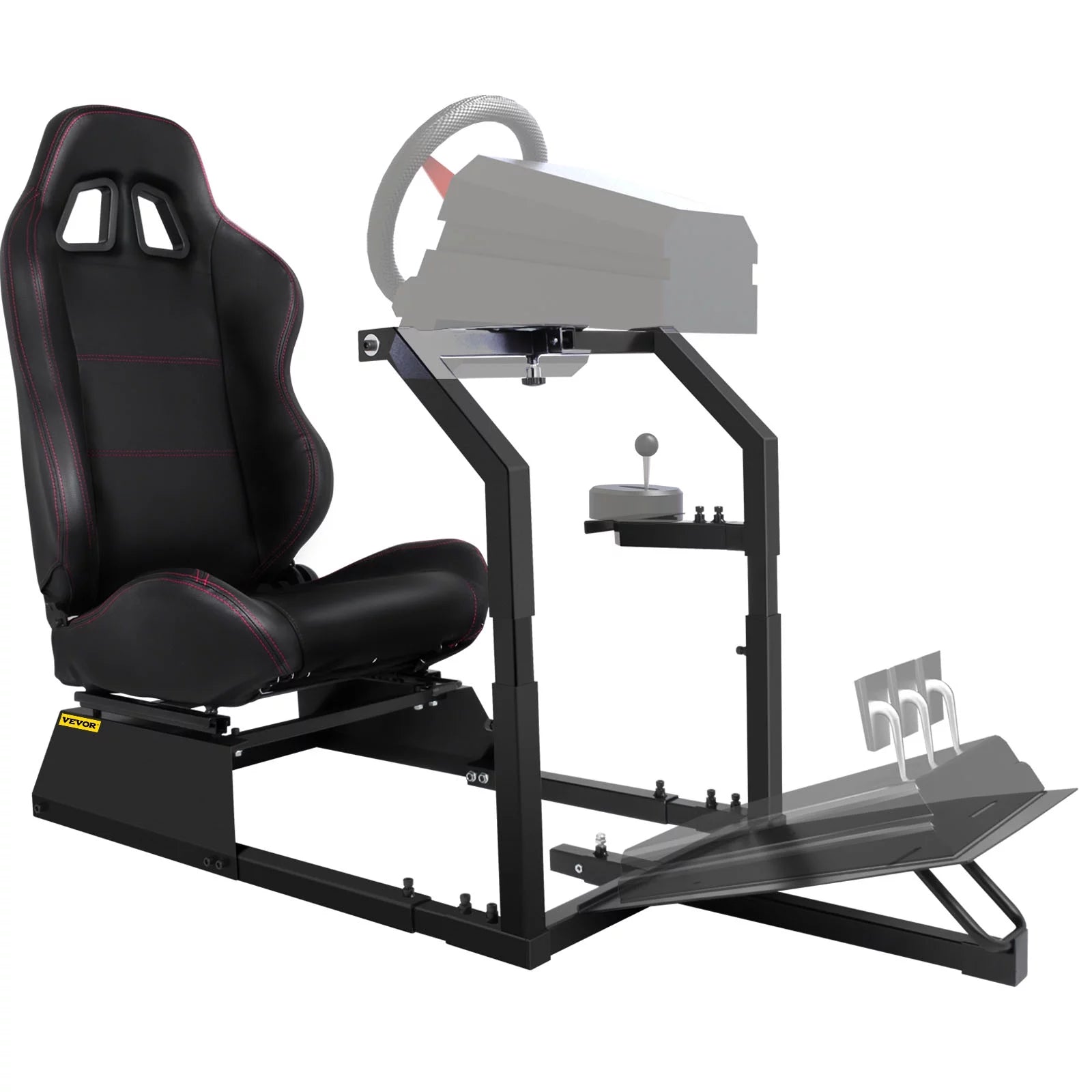 VEVOR Racing Steering Wheel Stand Cockpit with Real Racing Seat Simulator Height Adjustable Fit for Logitech G25, G27, G29, G920