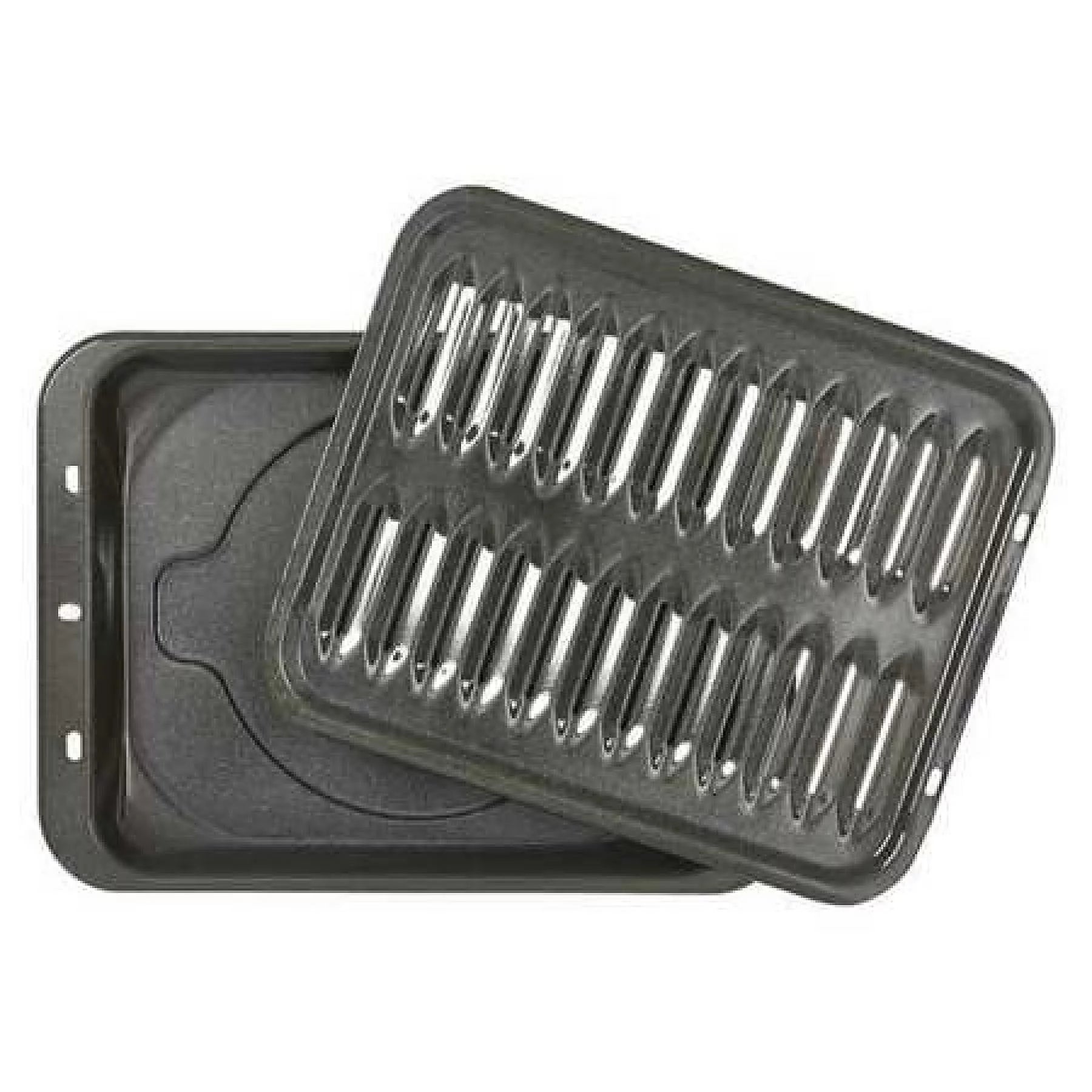 GE Appliances Broiler Pan with Rack for Oven, Non-Stick Pan, 2 Piece Black Porcelain Coated Steel Roasting Pan, WB48X10056,