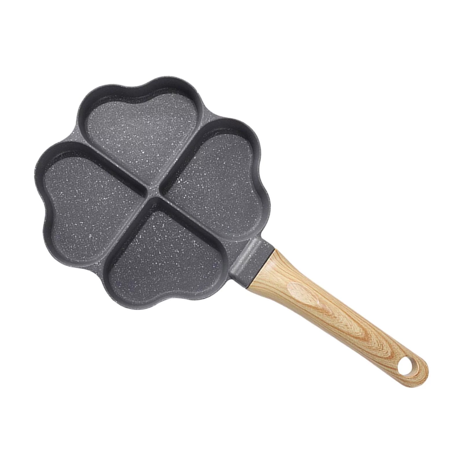Mini Egg Cooker Pan Mini Pancake Pan with 4 Holes Anti Scald Handle Nonstick Egg Frying Pan Breakfast Frying Pan for Baking Black
