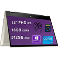 HP Premium Pavilion X360 14 2-in-1 Laptop 14inch FHD IPS Touchscreen | 11th Gen Intel 4-Core i5-1135G7 (> i7-1065G7) 16GB DDR4 512GB SSD Backlit Fingerprint USB-C Win10 Pro Gold + 32GB Micro SD Card