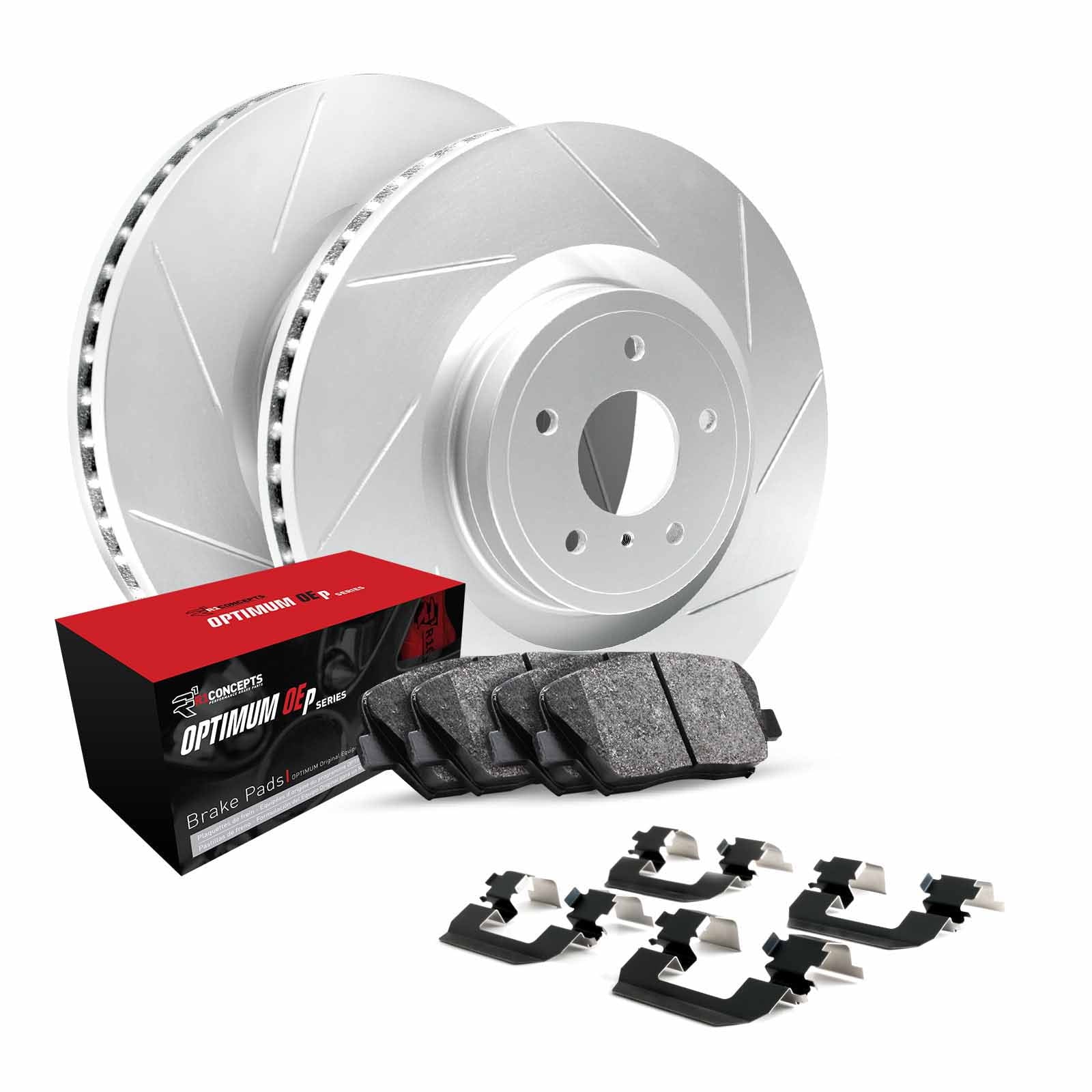 R1 Concepts Front Brakes and Rotors Kit |Front Brake Pads| Brake Rotors and Pads| Optimum OEp Brake Pads and Rotors| Hardware Kit|fits 1990-2000 Honda Civic, Civic del Sol