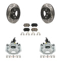 Transit Auto Rear Disc Brake Coated Caliper Drilled Slotted Rotors And Ceramic Pads Kit For 2010-2013 Audi A3 Quattro With 256mm Diameter Rotor KCD-100431C