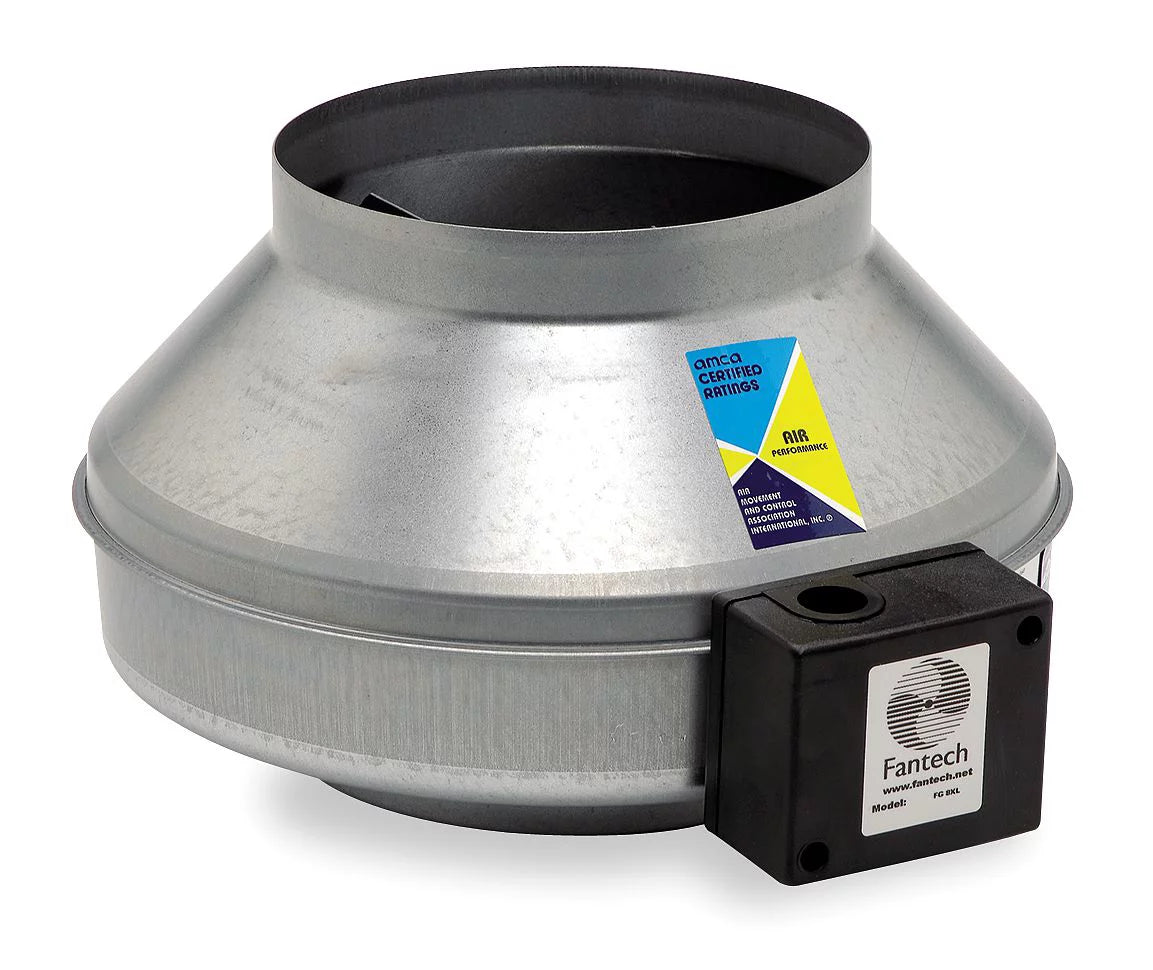 Fantech Galvanized Steel Inline Centrifugal Duct Fan, Fits Duct Dia. 6, Voltage 120V - FG6