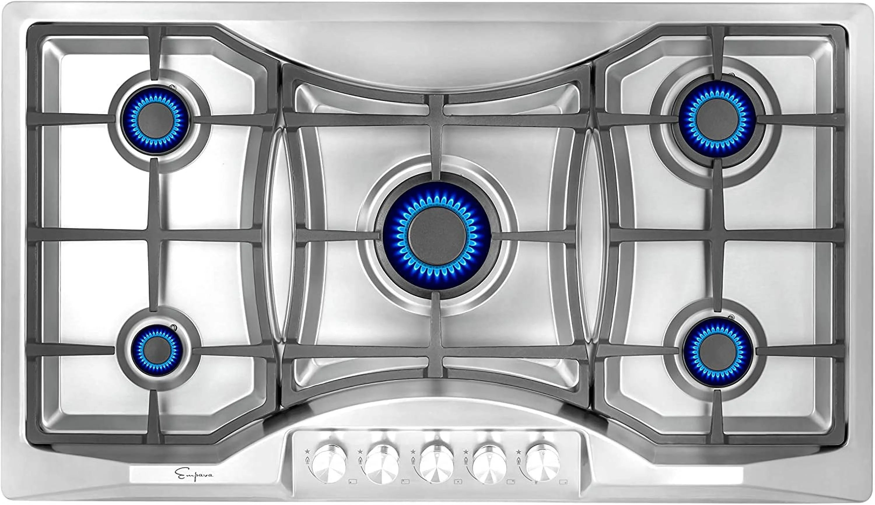 Empava 36 in. Gas Stove Cooktop 5 Italy Sabaf Sealed Burners NG/LPG Convertible in Stainless Steel, 36 Inch 36in