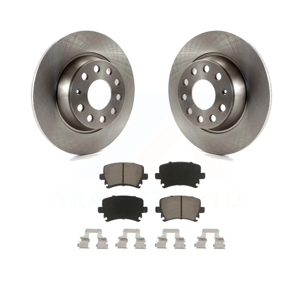Transit Auto - Rear Disc Brake Rotors And Ceramic Pads Kit For Volkswagen Jetta Passat GTI Eos Audi A3 Quattro Golf K8C-101678