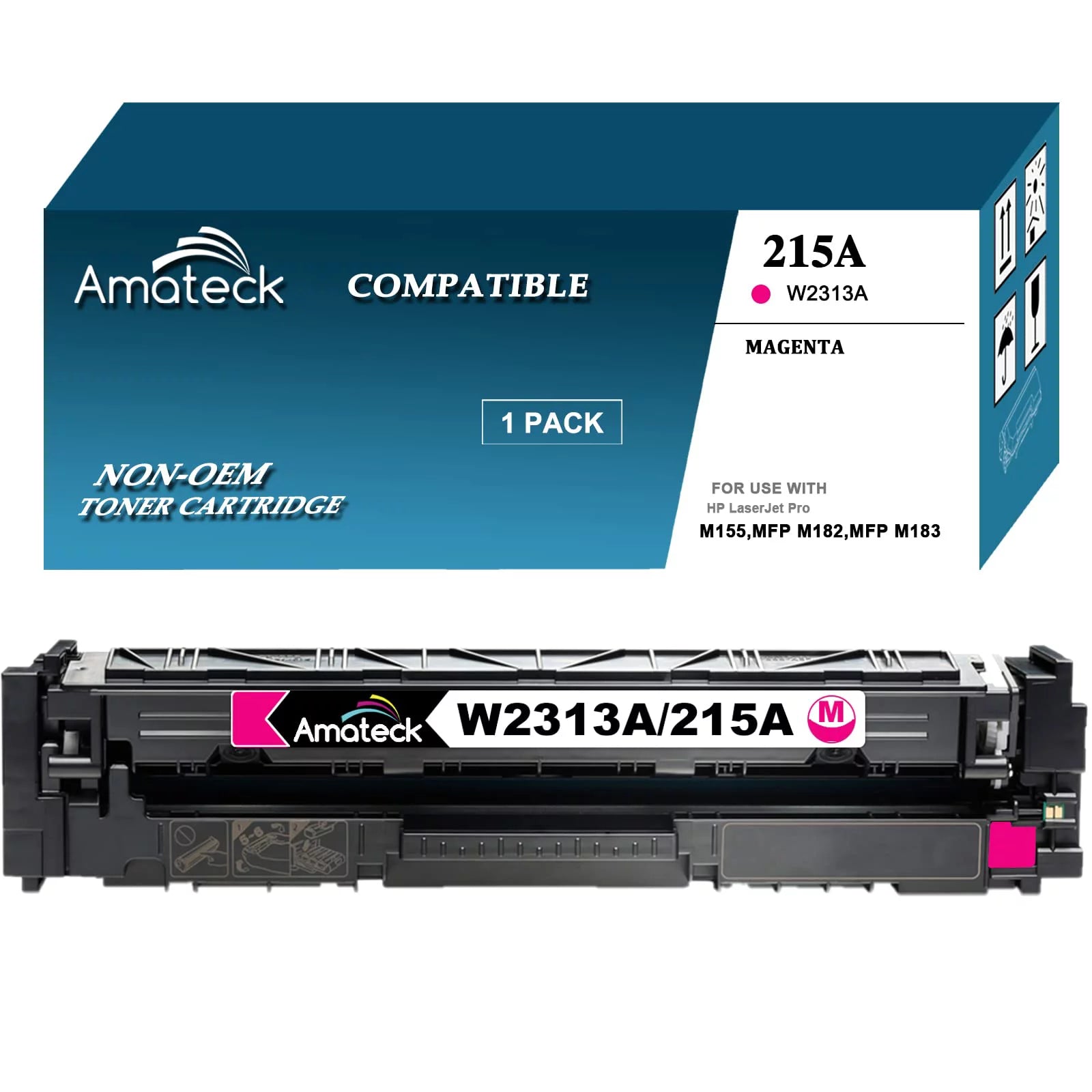 Amateck Compatible Toner Cartridge Replacement for HP W2313A 215A Magenta 1 Pack for Color Pro M155a, Color Pro M155nw, Color Pro MFP M182nw, Color Pro MFP M183fw