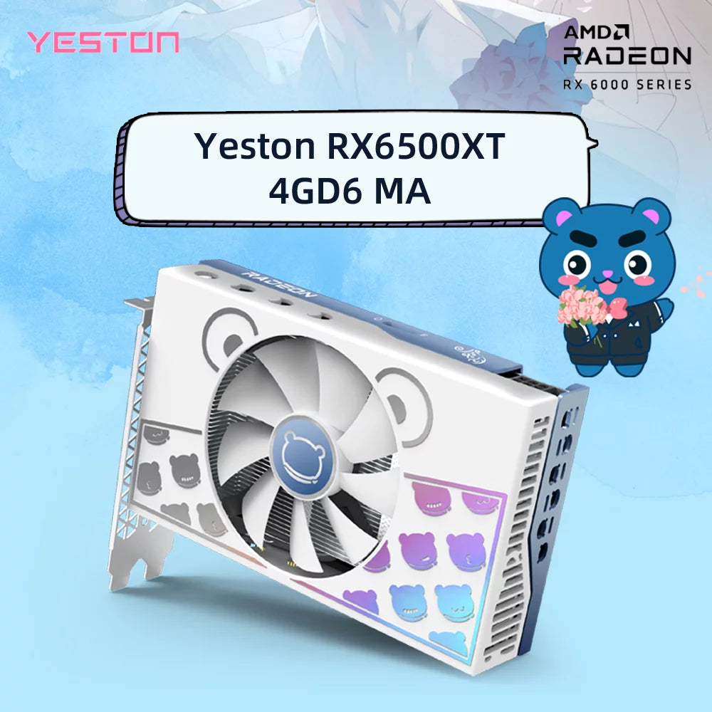YESTON RX6500XT 4GD6 Gaming Graphics Card, 18Gbps Memory Speed, DP+ Output Interfaces, Enhanced Gaming Experience