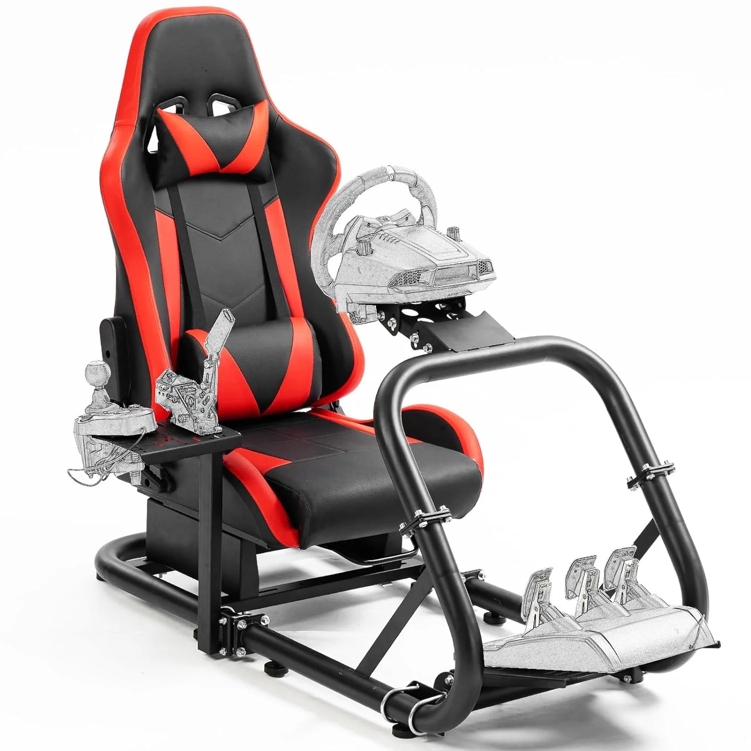 Supllueer G29 Sim Racing Cockpit with Seat Fit Logitech G27 G920 G923 Thrustmaster Fanatec T300