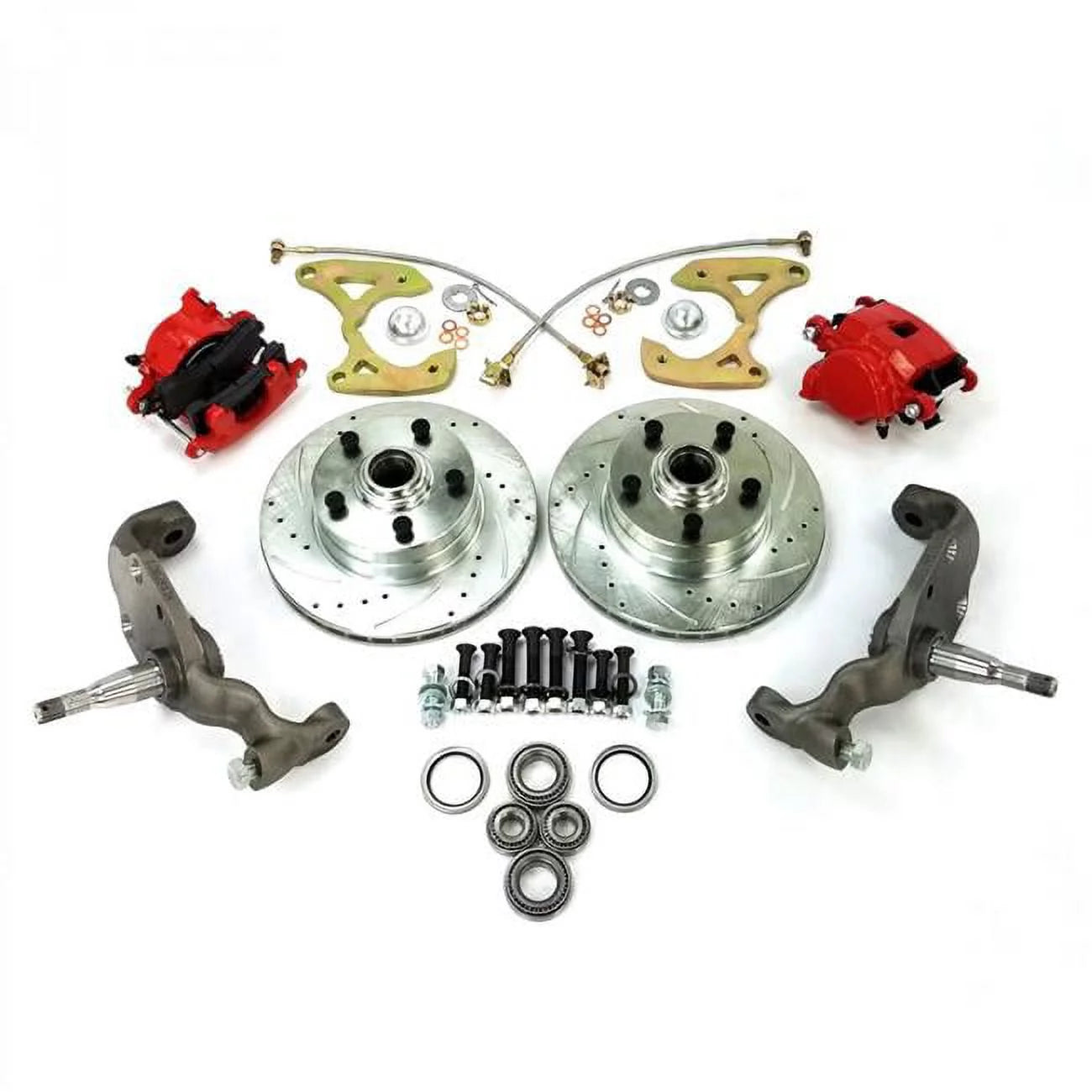 Helix Suspension Brakes & Steering 333763 1958-1964 Chevy Full Size Big Brake Conversion with Red Calipers, 5 x 4.75 in.