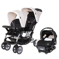 Baby Trend Sit N Stand Travel Double Baby Stroller and Ally 35 Infant Car Seat Combo, Modern Khaki Unisex