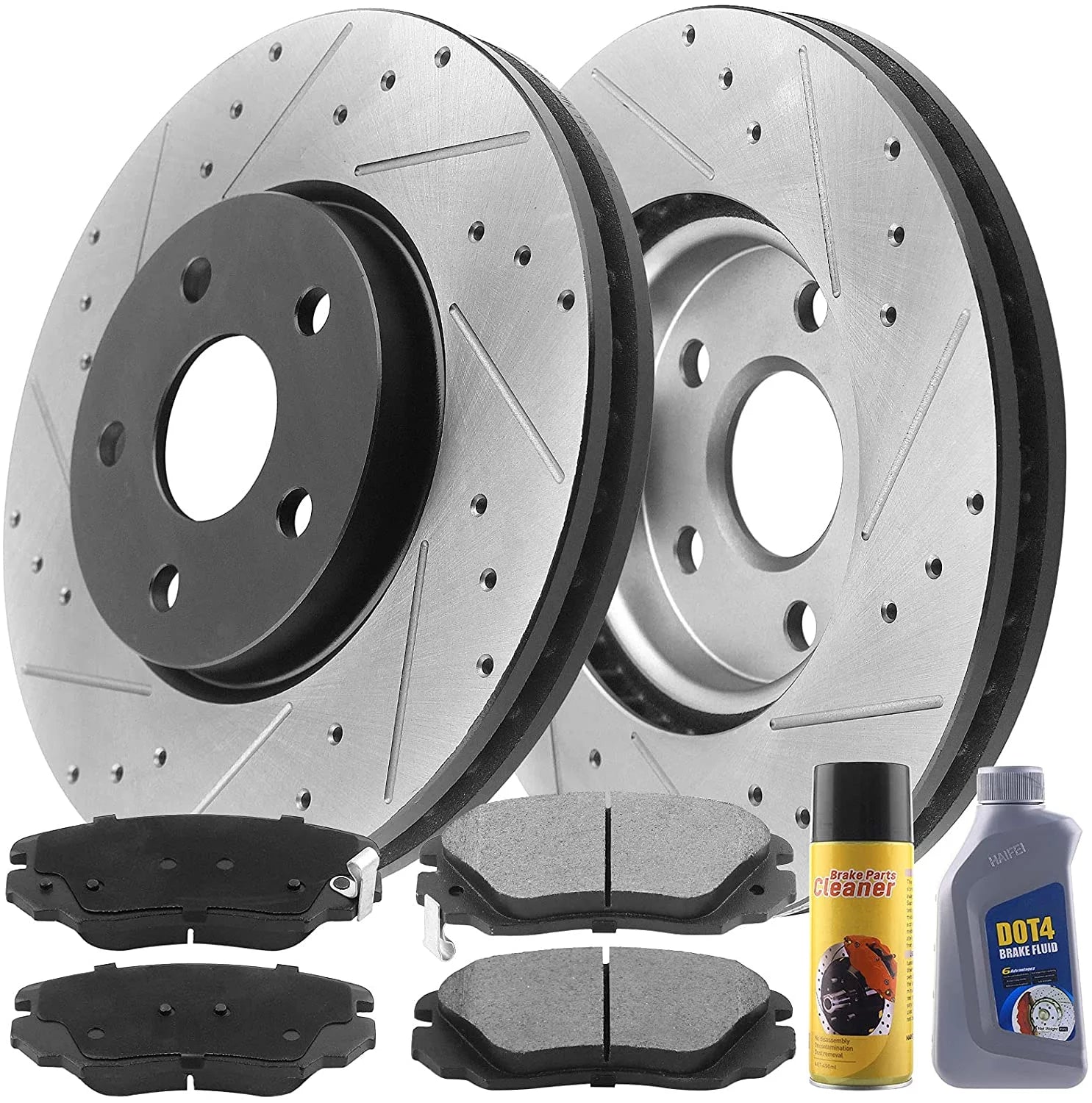 MotorbyMotor Rear Brake Rotors 320mm Drilled & Slotted Brake Rotor & Brake Pad Including Cleaner Fluid Fits for Dodge Magnum, Chrysler 300, Dodge Charger