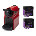 Nespresso Inissia Espresso Maker (Red) and Bestpresso 02 Intenso Coffee Capsules (40 Capsules)