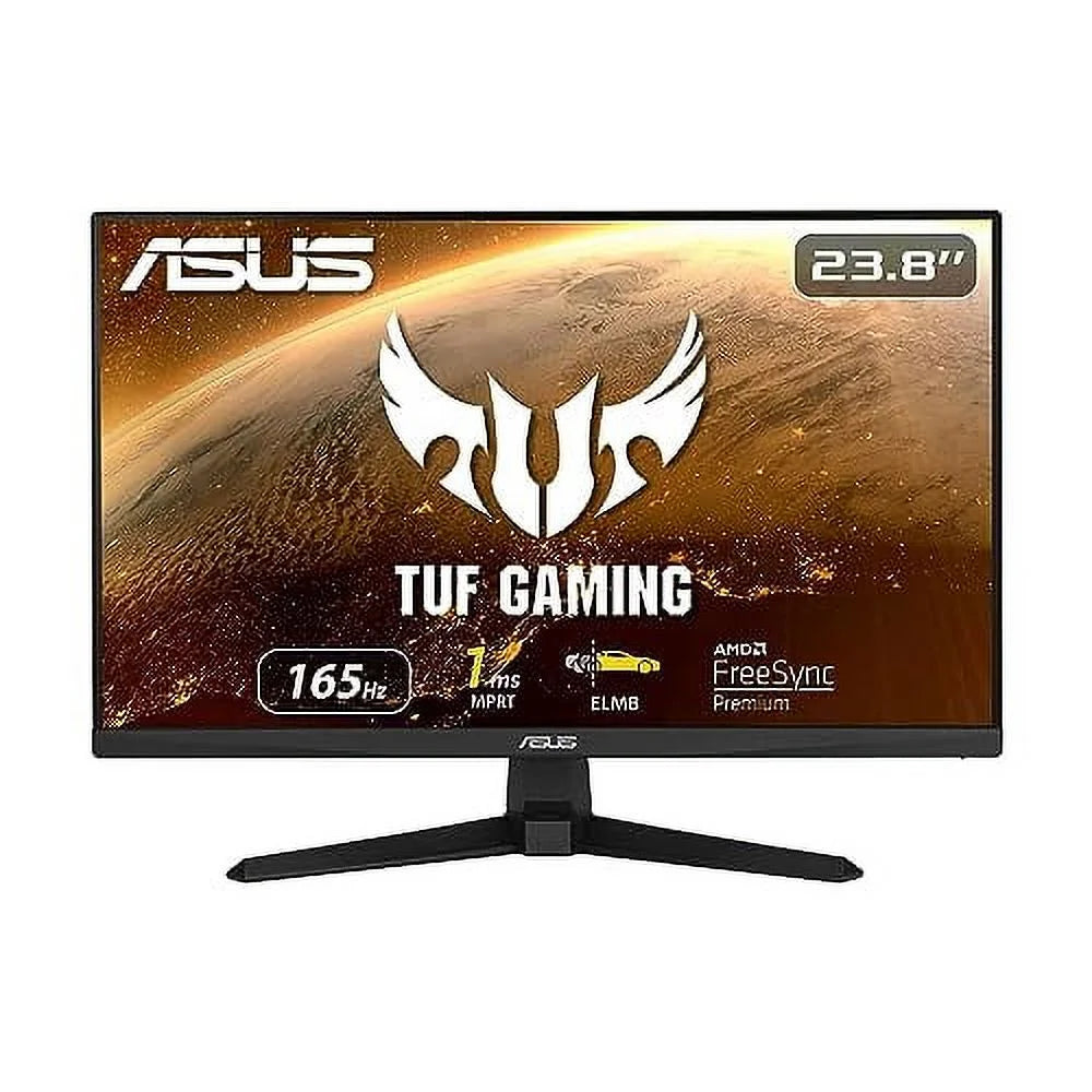 ASUS TUF Gaming 23.8¡± 1080P Monitor (VG249Q1A) - Full HD, IPS, 165Hz (Supports 144Hz), 1ms, Extreme Low Motion Blur, Speaker, FreeSync? Premium, Shadow Boost, VESA Mountable, DisplayPort, HDMI,BLACK