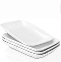 4-Piece Rectangular Porcelain Plates, 8Small Serving Platters, White Ceramic Plates, Party Plates for Appetizer, Dessert, Salad, Sushi, Snacks, Cake