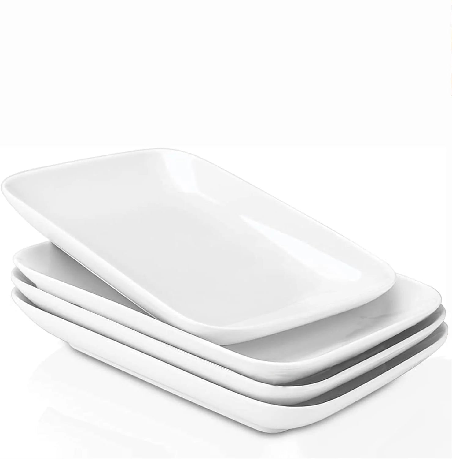 4-Piece Rectangular Porcelain Plates, 8Small Serving Platters, White Ceramic Plates, Party Plates for Appetizer, Dessert, Salad, Sushi, Snacks, Cake