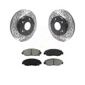 Transit Auto - Front Coated Drilled Slotted Disc Brake Rotors And Semi-Metallic Pads Kit For Honda Civic KDS-100674